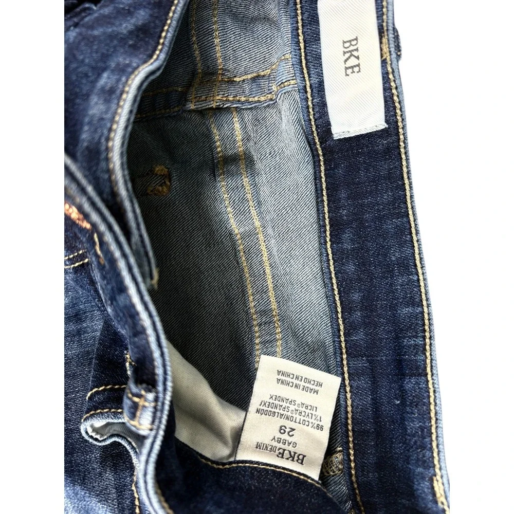 BKE Gabby Denim Shorts Womens 29 Dark Blue Stretch Midrise Faded Worn Outdoors